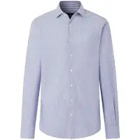 Hackett for man. HM3010750 blue bi-stretch tailored fit bengal stripe shirt (L), Casual, Cotton, Classic, Long sleeve