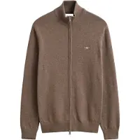 Gant Cotton Knit Zip Cardigan - Brown - L