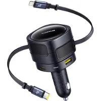 Baseus Enjoyment Max 90W -autolaturi, jossa on USB-C- ja Lightning-kaapelit