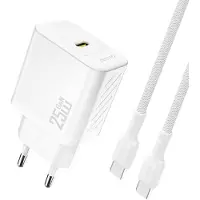 Dudao A27CEU PD 25W GaN SB-C AC Charger with USB-C Cable - White