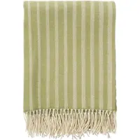 Klippan Yllefabrik Epäsäännölliset raidat villahuopa Olive, 130x200 cm