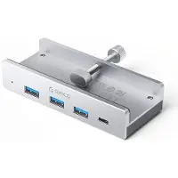 ORICO MH4PC Hub Clamp-Mounted USB-C / 3x USB-A 3.0 + 1x USB-C 3.0 - Silver USB hub - 4 porttia - USB 3.0 - Harmaa