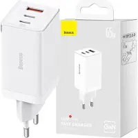 Baseus GaN5 Pro Pikalaturi 2C+U 65W - Valkoinen