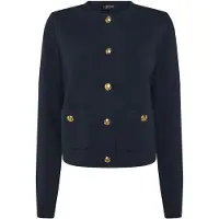 Ralph Lauren Cropped Crewneck Sweater Jacket - Navy - M