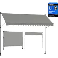 Songmics Puristettava markiisi, SONGMICS, 350x120 cm, Harmaa.