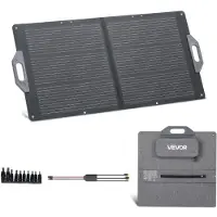 Vevor 100W kokoontaitettava aurinkopaneeli, 24 % tehokas kannettava monokiteinen aurinkopaneelilaturi MC4-lähdöllä, USB-A-, Type-C- ja DC-porteilla, IP65-vedenpitävä voimalaitoksille, retkeilyyn ja va