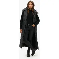 Superdry for woman. W5011444A Ripstop hooded waistcoat long black (M), Casual, Polyester