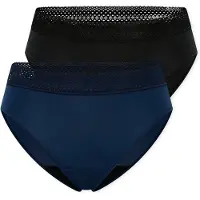 Schiesser Rio Period Panties, 2-Pack, Lace, Black/Dark Blue - Care - Multi/patterned - M