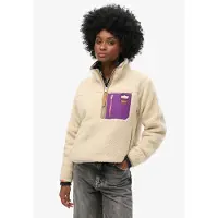 Superdry for woman. W2012343A Vintage Retro beige half-zip fleece (L), Casual, Polyester
