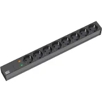 Bachmann Power strip 19 inch multiple socket 8fold with overload protection, without switch black - 19.07.1180