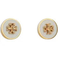 Tory Burch Icon Enamel Stud Earrings - Cream - ONE SIZE