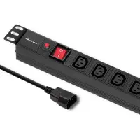 Qoltec 53998 Virtajohto RACK 19" | 1U | 10A | PDU | 8xIEC C13 | 2m