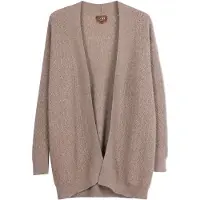 GOBI Cashmere Neuletakki 'Ajour Knit Open-Front Cashmere Cardigan' taupe