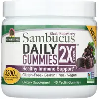 Natures Answer , Mustikka-Sambukka Päivittäiset Gummies, 2X Voimaa, 3 200 mg, 45 Pektinigummies