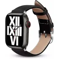 Crong Noble Band - aito nahkaranneke Apple Watchille 44/45/46/49 mm (musta/vaaleanpunainen)