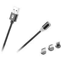 Rebel Magneettinen kaapeli USB USB-C Lightning iPhone micro USB 3-in-1 1 m