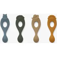 Liewood Silikoni Lusikat 4-pack, Safari/Blue Multi Mix