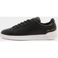 Ralph Lauren Ftw for man. 809P13083002 Heritage Court II black leather trainers (45), Flat, Laces, Casual