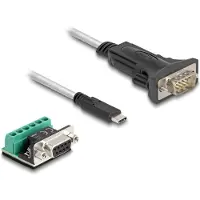 DeLOCK 64270, Musta, Läpinäkyvä, 2 m, USB Type-C, DB-9, Uros, Uros/naaras