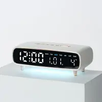 24hShop LED-hälytyskello, jossa on yövalo ja USB - Valkoinen / Digitaalinen herätyskello, jossa on yövalo
