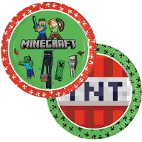 Decorata Party 8 Pakkauksen Minecraft-paperilautaset 23 Cm Sekamuotoiset Mallit Multicolor One Size