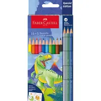 Faber-Castell Col.pencil dino 10+3 cardboard wallet
