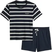 Marc o'polo Lyhyt pyjama 'Mix N Match' yönsininen / valkoinen