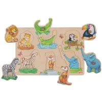 Goki Wooden Background Knob Puzzle Mother and Baby 6 pcs.