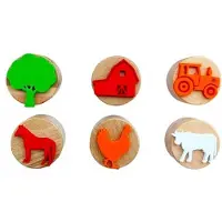 Usorteret Wooden stamps farm 6pcs