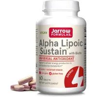 Jarrow Formulas Alfa Lipoiini Sustain, 300 mg ja biotiini - 60 tablettia