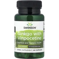 Swanson Health , Ginkgo Vinpocetine, Standaroidit, 60 Kapselia