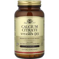 Solgar - Kalsiumsitraatti D3-vitamiinilla (120 tablettia)