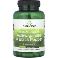 Swanson Health Ashwagandha ja mustapippuri korkealla imeytymisellä - 120 kapselia