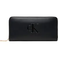 Calvin Klein Kukkaro 'Embossed Monogram Zip-around' musta
