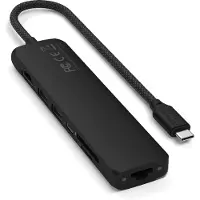 Satechi 7-in-1 USB-C Slim Multiport-sovitin Ethernetillä - Musta