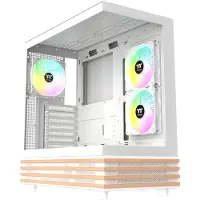 Thermaltake View 270 Plus Midi Tower white case with wooden structure and 2x ARGB tempered glass double glass (CA-1Y7-00M6WN-WS)