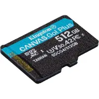 Kingston 512gb microsdxc canvas go plus gen4 200mb/s a2 u3 v30 card + adapter