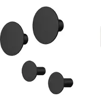 Blomus Set Of 4 Wall Hooks - Ø 8,5 Cm / Ø 5 Cm - Ponto - Black - Black - Ø 8.5CM
