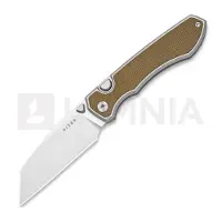 Kizer Cutlery Wharning S45VN kääntöveitsi, Gray Aluminum & Brown Norplex UltreX, Satin