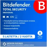 Bitdefender Total Security | 5 laitetta | 2 vuotta | Windows | Mac | Android | iOS