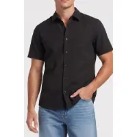Calvin Klein Ss Solid Seersucker Classic Shir - Black - XL