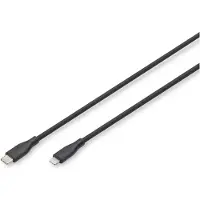 Digitus AK-600110-005-S, 0,5 m, Lightning, USB A, Uros, Uros, Musta