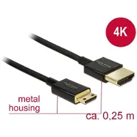 DeLOCK – Cable High Speed HDMI with Ethernet – HDMI-A male > HDMI Mini-C male, 0.25 m (85118)