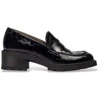 Wonders for woman. D-1401_5633_5792 Evoclub 01 Black Leather Loafers (38), 1 to 3 cm, None, Casual, Classic, Patent Leather