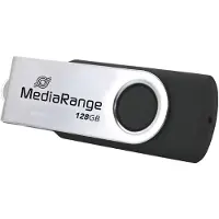 MediaRange MR1954, 128 GB, USB Type-C, 3.2 Gen 1 (3.1 Gen 1), 80 MB/s, Taittuva, Musta, Hopea