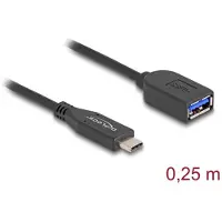 DeLOCK 60567, 0,25 m, USB C, USB A, USB 3.2 Gen 2 (3.1 Gen 2), 10 Gbit/s, Musta