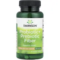 Swanson Health , Probiotikka + Prebiotinen Fibra, 500 Miljoonaa CFU, 60 Kasvispillereitä