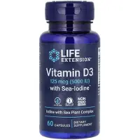 Life Extension D3-vitamiini merilevästä, 5000 IU - 60 kapselia