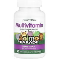 NaturesPlus , Animal Parade, Lasten syöpävälitteinen monivitamiini, Viini, 180 eläinmuotoinen tabletti