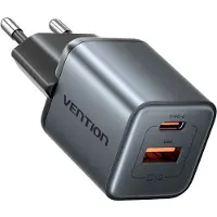 Vention 30W GaN 1x USB-A 1x USB-C szara
